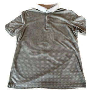 UNTUCKit Men’s Sawyer Polo Shirt Short Sleeve Size Medium Green Print Design